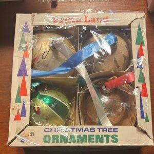 Santa Land Vintage Hand Blown Christmas Tree Ornaments. Pack of 4.